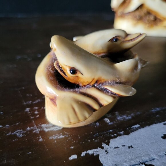 Vintage Whale, Shark, Dolphin Figurine Box, Nautical Decor, Beach House Decor - Picture 5 of 7